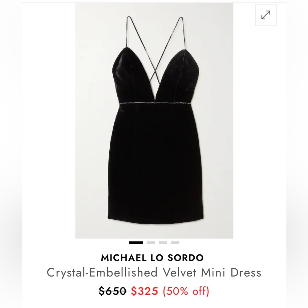 Michael Lo Sordo Elegant Crystal Embellished Velvet Black Mini Dress